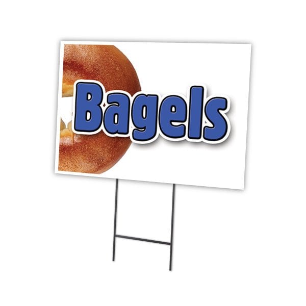 Bagels1 Yard Sign & Stake outdoor plastic coroplast window, C-1216-DS-Bagels1